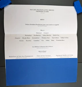 Pan Am's Transatlantic Premier Class - First Class Menü 17" x 11" 3/4 - Bild 1 von 12