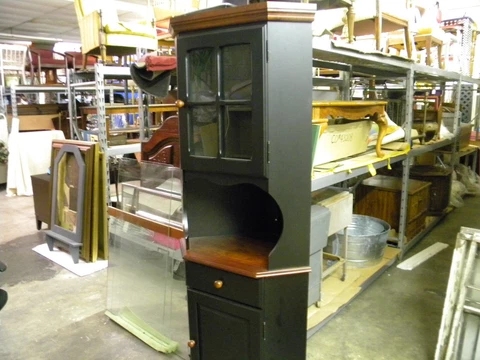 Black and Walnut Corner Cabinet-72"H 19" inside Width 9" by 15" by 9" front. NIB Cover