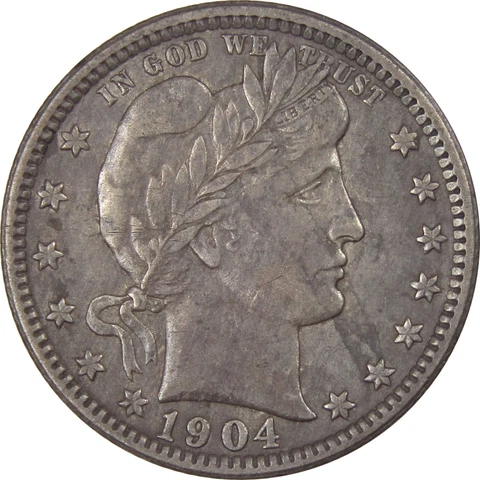 1904 O Barber Quarter XF EF Extremely Fine 90% Silver 25c SKU:I1766 Cover