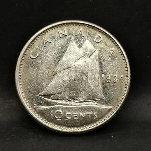 10 CENT 1964 SILBER 800‰ ELIZABETH II 1. Bildnis KANADA / SILVER - Bild 1 von 2