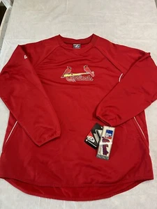 Majestic St. Louis Cardinals Warm Up Batting Cage Camicia Uomo Grandi Tasche Rosse - Foto 1 di 6