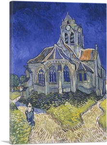 ARTCANVAS The Church at Auvers 1890 Canvas Art Print by Vincent van Gogh - Picture 1 of 14