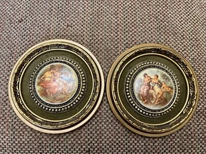 VTG 24K GOLD PLATED CERAMIC CAMEO WALL HANGING Limoges  STYLE Fragonard - Picture 1 of 12