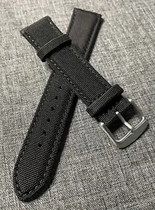 Black Sailcloth Leather Stitched Watch Strap / Quick Release 316 18/20/22/24mm - Picture 1 of 6