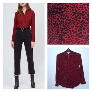 New Warehouse Fashion Red Black Leopard animal print button shirt UK8 - Picture 1 of 10