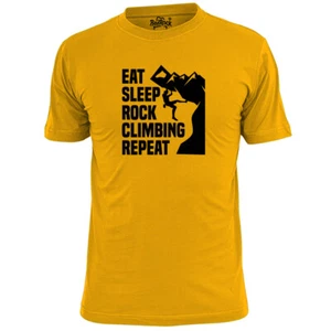 Mens Eat Sleep Rock Climbing Repeat T Shirt Outdoor - Picture 1 of 4