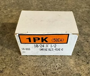 10-24 x 1/2" Stainless Steel Carriage Bolts Grade 18-8 Qty 50 - Picture 1 of 4