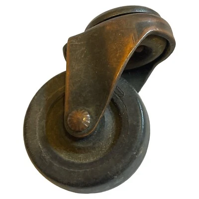 "Rodamientos de bolas giratorios de rueda de goma negra vintage de 2"" cobre envejecido *leer" Foto 1 de 4