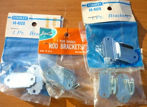 LOT of (4 Pairs) Vintage Medium Duty Judd Stanley Double Curtain Rod Brackets - Picture 1 of 6