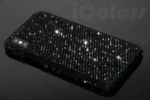 Black Bling Diamond Case Cover For iPhone X XR XS Max 7 8 WITH SWAROVSKI ELEMENT - Picture 1 of 16