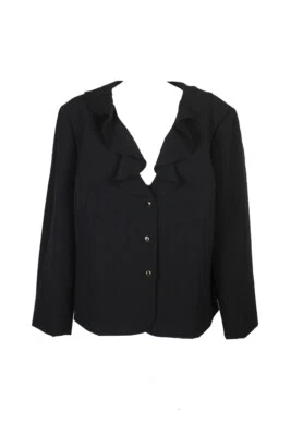 Blazer Tahari Asl talla grande negro con volantes 22W Foto 1 de 3