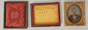 1862 Era Tintype, with Gold Frame Named Man 2.25x2.75 In. - Picture 1 of 9