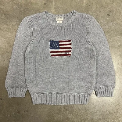 Vintage Polo Jeans Co Ralph Lauren Knit Sweater American Flag Youth Size M - Image 1 of 4