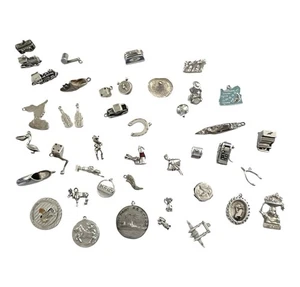 Vintage Charm Lot Sterling Silver 105 Grams Wearable, Repair, Scrap, 3 Oz - Picture 1 of 12