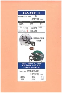 Marvin Harrison ONLY game 100 punt return yards 1996 ticket stub Colts at Jets E - Picture 1 of 2