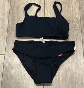 NWT Seafolly Girls Essential Square Neck Bikini Black Size 10 - Picture 1 of 7