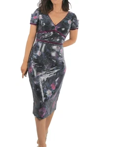 Marchesa Notte Mehrfarbig Kurzarm Pailletten Cocktail Abendkleid Größe 8 - Bild 1 von 13