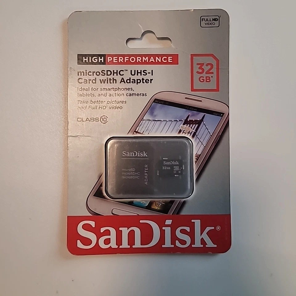 SanDisk 32GB высокой производительности micro sdhc UHS-1 карта с адаптером, совершенно новый - Изображение 1 из 2