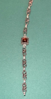 Brazalete vintage de filigrana ámbar natural de plata de ley 925 maciza de 8 pulgadas Foto 1 de 4