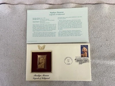 1995 MARILYN MONROE Legends of Hollywood First Day of Issue  w/ 22K Gold Stamp - Image 1 of 4