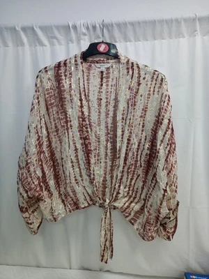 ❤️ Next Beige Gold Shimmer Tie Kimono Style Oversized Jacket Size Small Vgc - Image 1 of 4