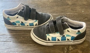 Vans Old Skool Shoes Size 10 Toddler Black w/ Blue & White In Great Condition! - Picture 1 of 5