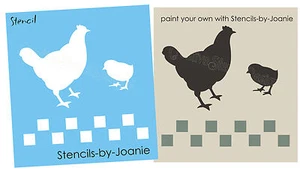 Plantilla Joanie Prim Country Pollo Gallina Pollo Cuadros Borde Artesanía Arte Hágalo Usted Mismo Letreros - Imagen 1 de 4