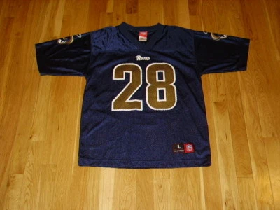 Camiseta de colección Reebok Marshall Faulk St Louis Rams #28 réplica del equipo juvenil de la NFL L Foto 1 de 2