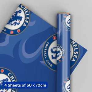 Wrapping Paper Chelsea FC Birthday Gift Wrap 4 Sheets & 4 Tags Official Product - Picture 1 of 4