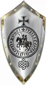 Medieval Shield Knight Templar Crusader Heater Shield Armour Battle Halloween - Picture 1 of 5