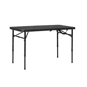 Mainstays 40"L x 20"W Plastic Adjustable Height Fold-in-Half Folding Table, Rich - Picture 1 of 15