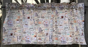 Coffee Valance Cup Latte Espresso Donut Pastry Mocha Kitchen Farmhouse Curtain - Picture 1 of 5