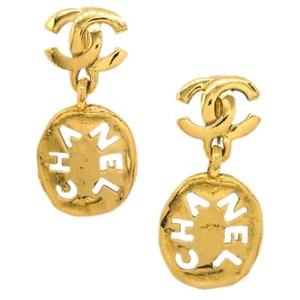 Chanel Dangle Earrings CC Clip-On Gold 185878 - Picture 1 of 4