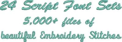 5000+ PES SCRIPT FONT files Machine Embroidery (24 Sets) USB Brother Bernina - Image 1 of 3