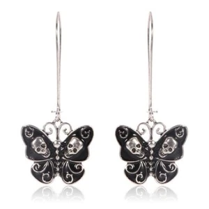 Black Butterfly Dangle Drop Earrings With Hoop for Women Girls Gift - 1Pair Meta - Picture 1 of 6