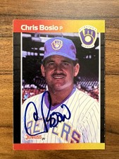 1989 Donruss #412 Chris Bosio Blue Pen On Card Autograph NRMT! Milwaukee Brewers
