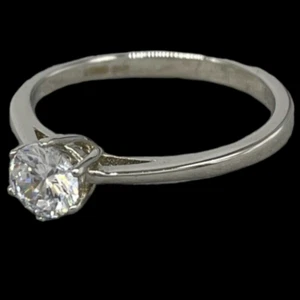 Anello donna Puntoluce Argento 925 solitario zircone naturale firmato Misura 15. - Foto 1 di 14
