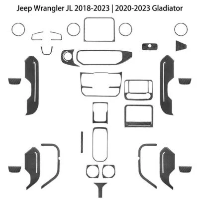 Juego completo de molduras de cubierta de fibra de carbono para Jeep Wrangler JL 2018+ Gladiator 2020+ Foto 1 de 4