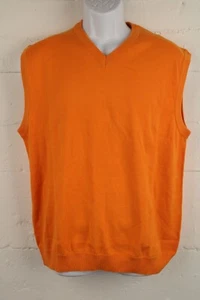 Cutter & Buck Sweater Vest Mens LARGE Orange V Neck Pullover Cotton Casual Golf - Picture 1 of 6