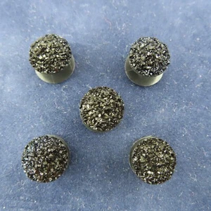 Charms per scarpe finto druzy NERO LUCIDO per zoccoli braccialetti set di 5 tondi scintillanti - Foto 1 di 10