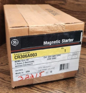 GE CR306A003 Magnet Motor Starter NEMA Größe 00 230-240V 60HZ 220V 50HZ 3P 9A - Bild 1 von 2
