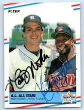 1988 Fleer #638 Matt Nokes / Kirby Puckett Signed Card NM