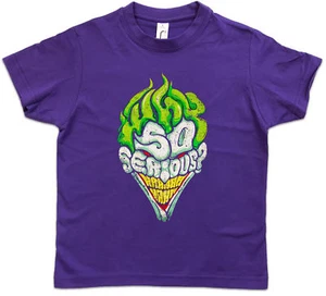 WHY SO SERIOUS Kids Boys T-Shirt Batman Gotham TV City Dark Wayne Knight Joker - Picture 1 of 1