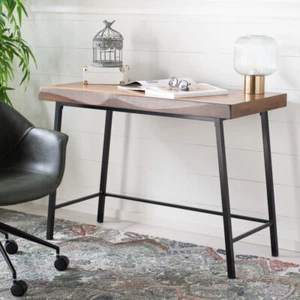 SAFAVIEH Bernhart Desk | Walnut / Black | - Picture 1 of 11
