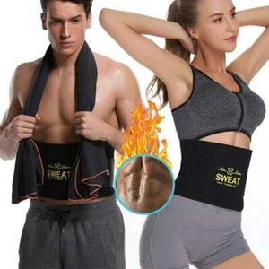 Women Men's Waist Trainer Belt Belly Fat Burner Body Shaper Slimming Sweat Belt - Picture 1 of 27