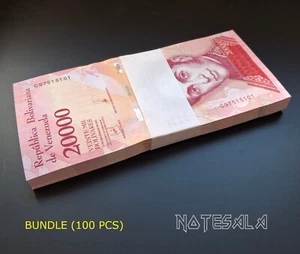 VENEZUELA BUNDLE 100 PCS 20000 20.000 BOLIVARES 2017 P-99c UNC - Picture 1 of 2