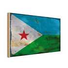 Holzschild Holzbild 20x30 cm Dschibuti Fahne Flagge Geschenk Deko