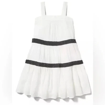 Janie & Jack Girls Size 5 Ivory Sundress W/Jet Crochet Trim 100% Cotton / Lined - Image 1 of 4