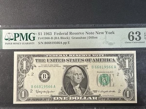 1963 Federal Reserve Note $1 PMG 63 Choice Uncirculated EPQ - Picture 1 of 2