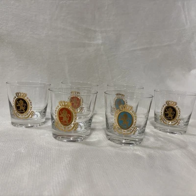 Lote de 7 vasos vintage belga corona escudo baronet rocas vidrio federal león Foto 1 de 4